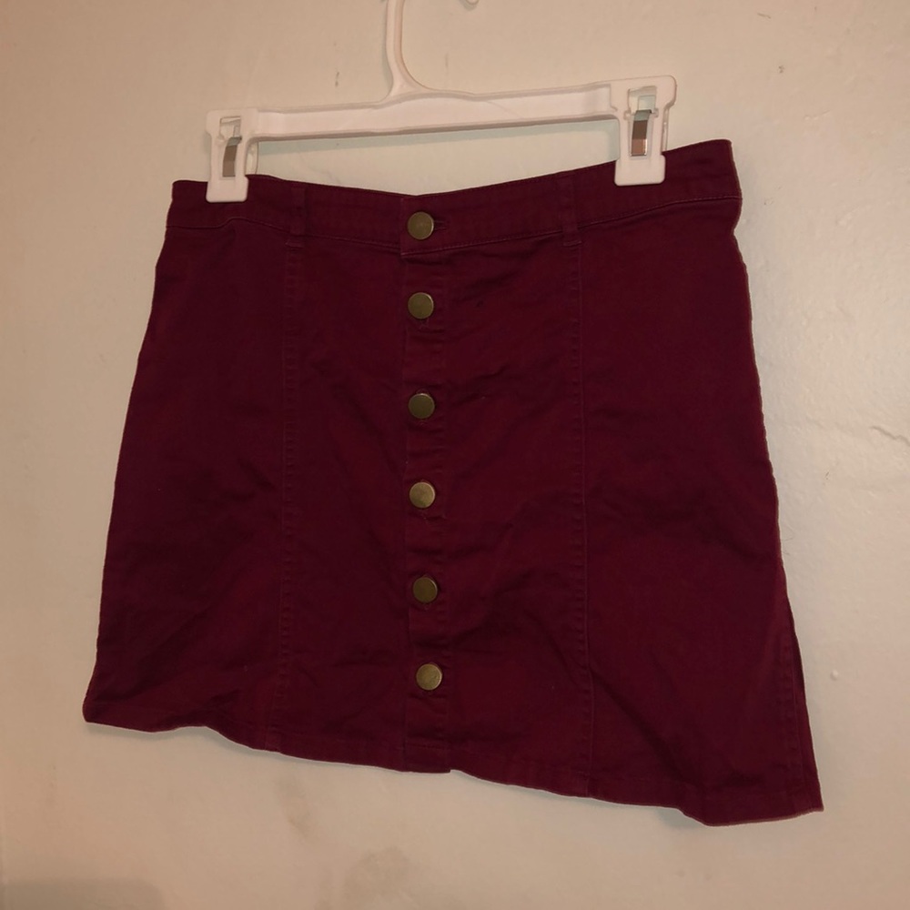 maroon jean skirt